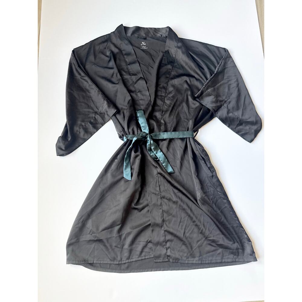 AW BRIDAL Black Satin Robe Size L